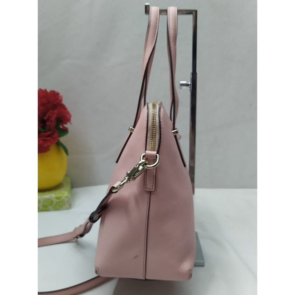 Kate Spade New York Pink Crossgrain Leather Domed Double Handles Satchel Bag - Picture 6 of 16